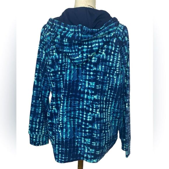 H by Halston Wm’s Sz Med Ocean Wave Classic Navy Zipper Hoodie Sweat Jacket - Picture 4 of 5